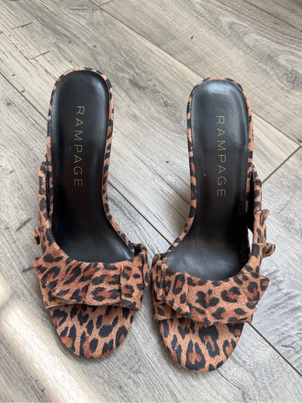 Rampage Leopard Print Slide Mules in Brown and Black